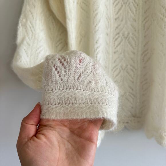 SEZANE Paris Louison Kid Mohair Jumper Knit Pullover Sweater Ecru Ivory M - Picture 11 of 13